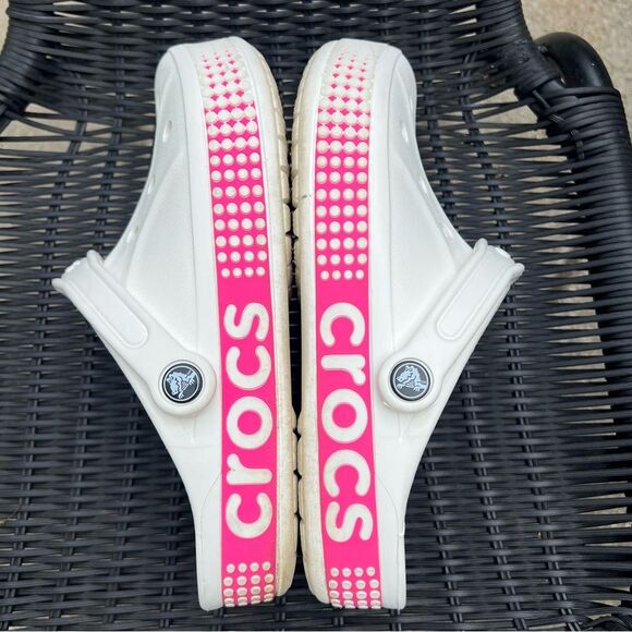Crocs Adults Bayaband Logo White & Pink Women’s 10 // Men’s 8 - Picture 3 of 16